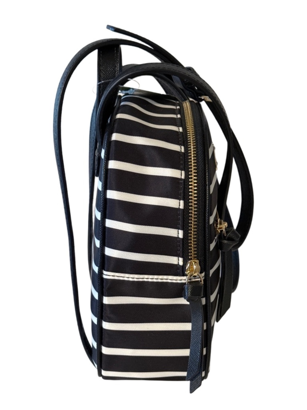 Kate Spade Wilson Road French Stripe Mini Bradley Backpack Black White Nylon Bag - Picture 4 of 17